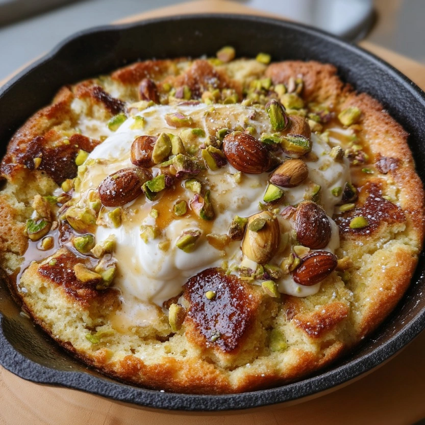 Pistachio Ricotta Breakfast Cookie Skillet