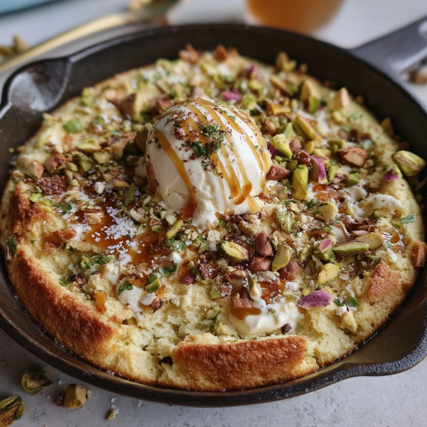 Pistachio Ricotta Breakfast Cookie Skillet