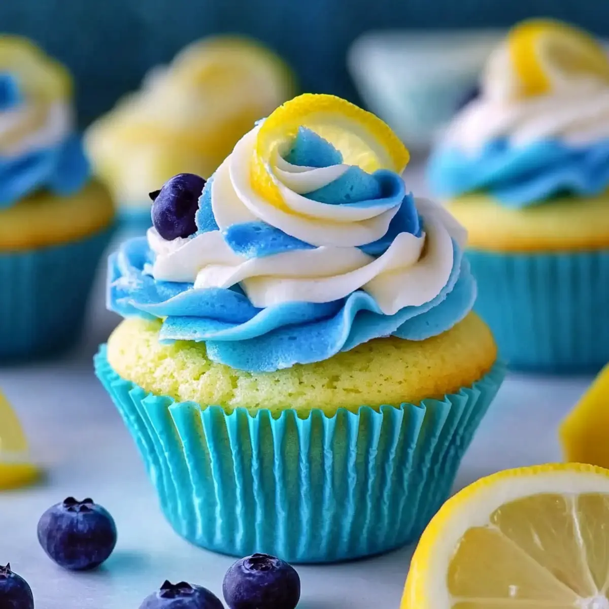 Lemon Blueberry Cupcakes with Lemon Swirl Buttercream
