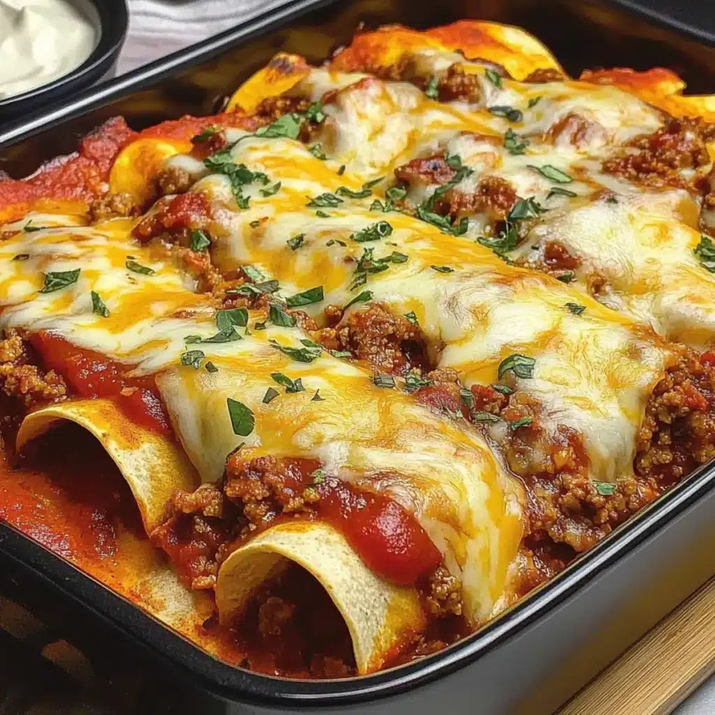 Pizza Enchiladas with Ground Beef
