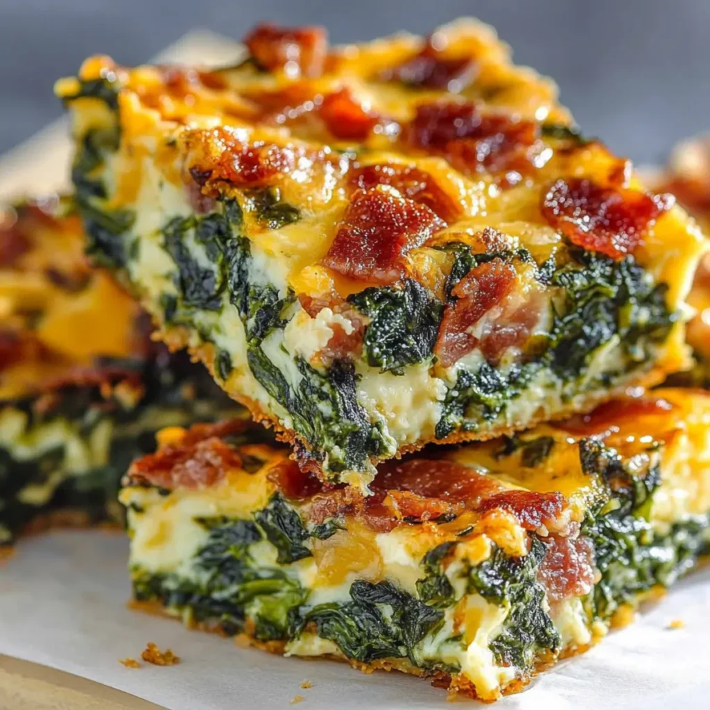Bacon Cheddar Spinach Squares