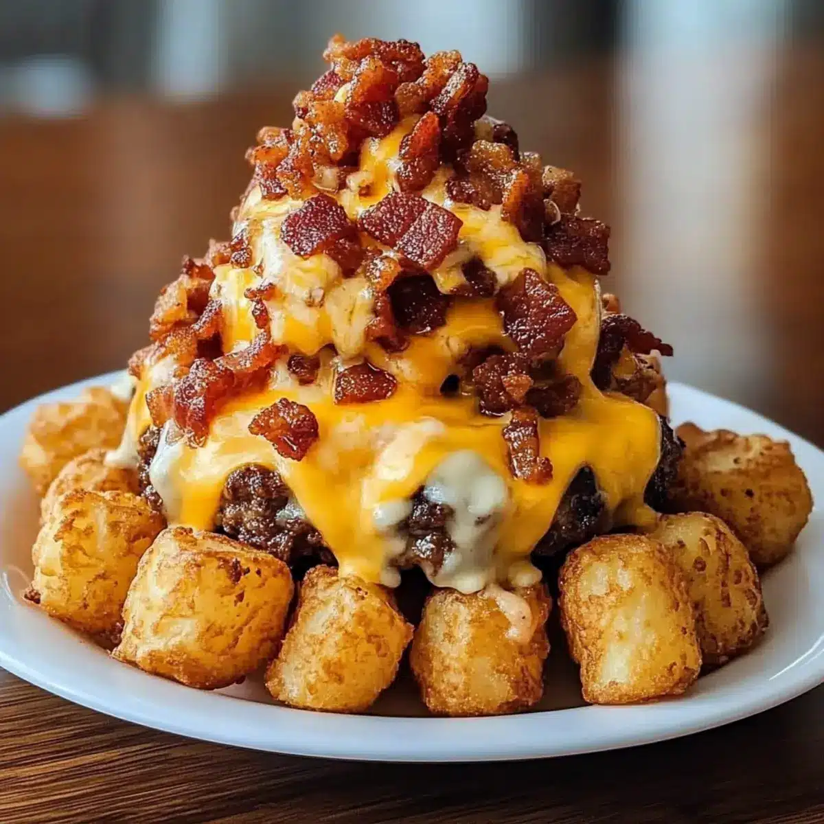 Bacon Cheeseburger Tater Tot Cones
