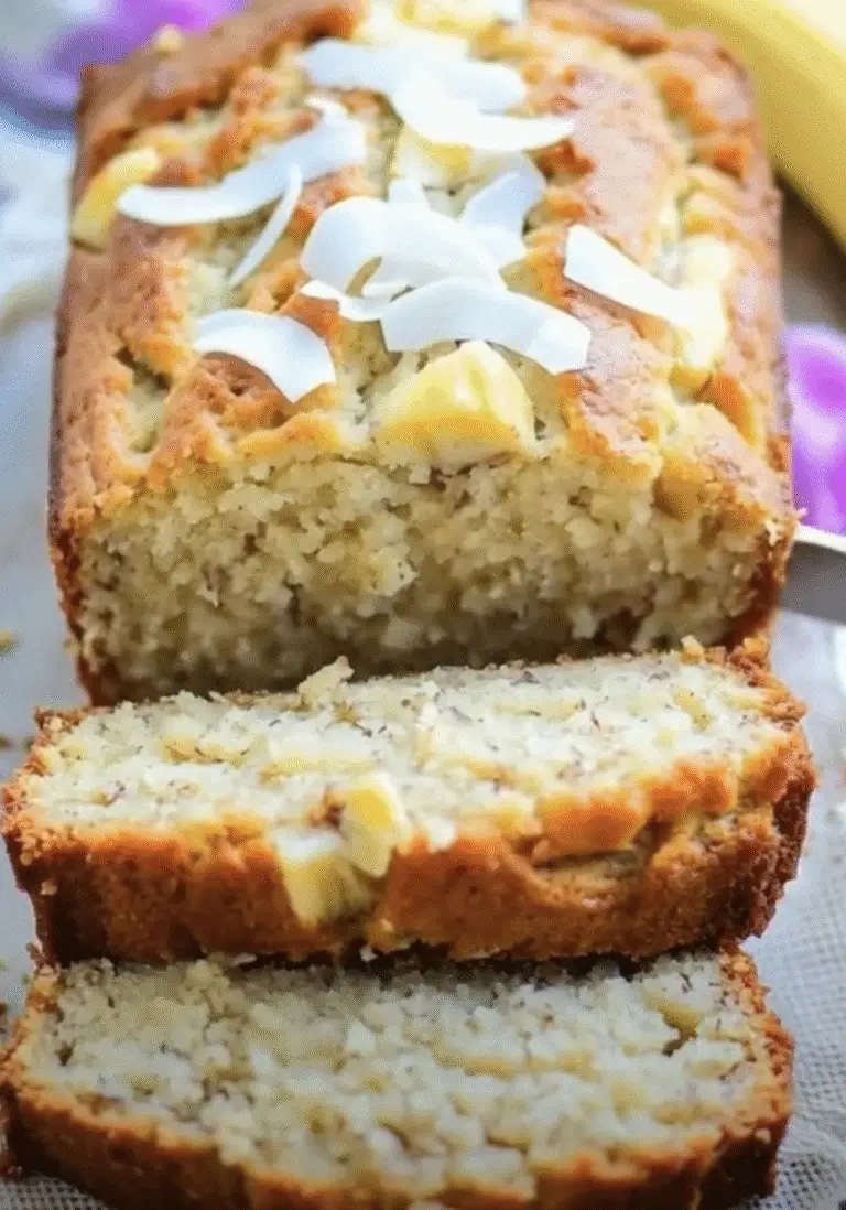 Hawaiian Banana Bread with Pineapple, Coconut & Macadamia Nuts 🌴