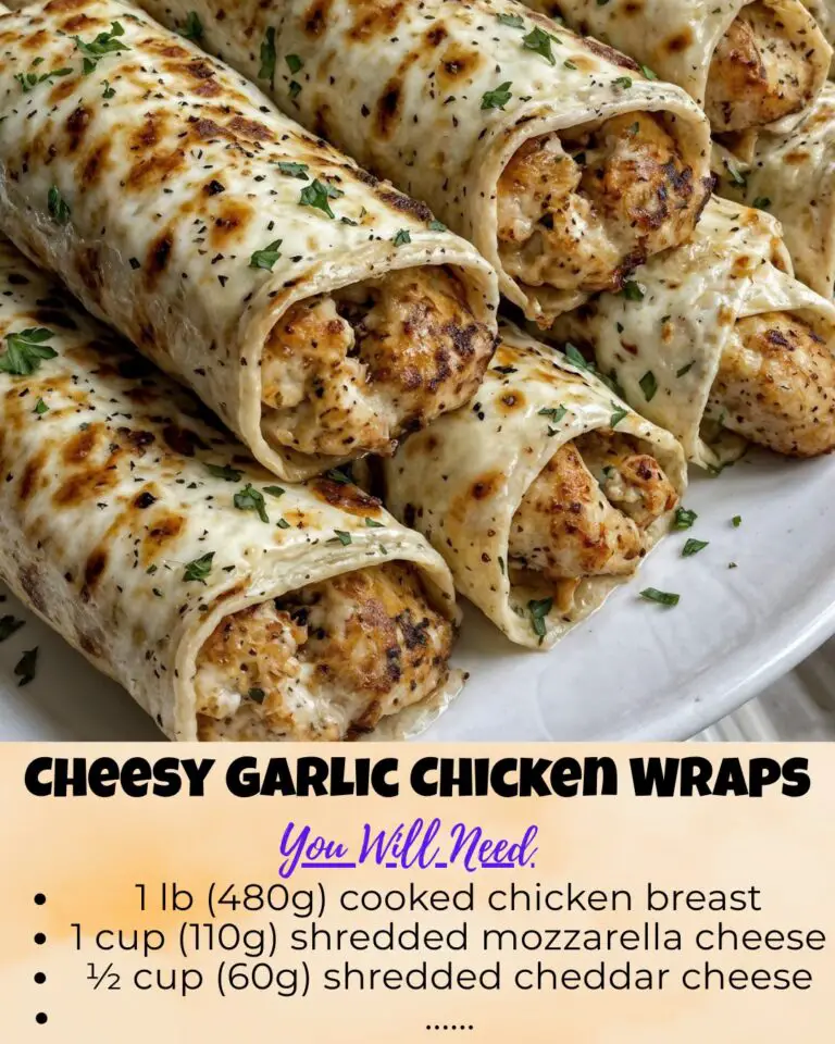 Cheesy Garlic Chicken Wraps – Crispy, Cheesy, and Flavor-Packed