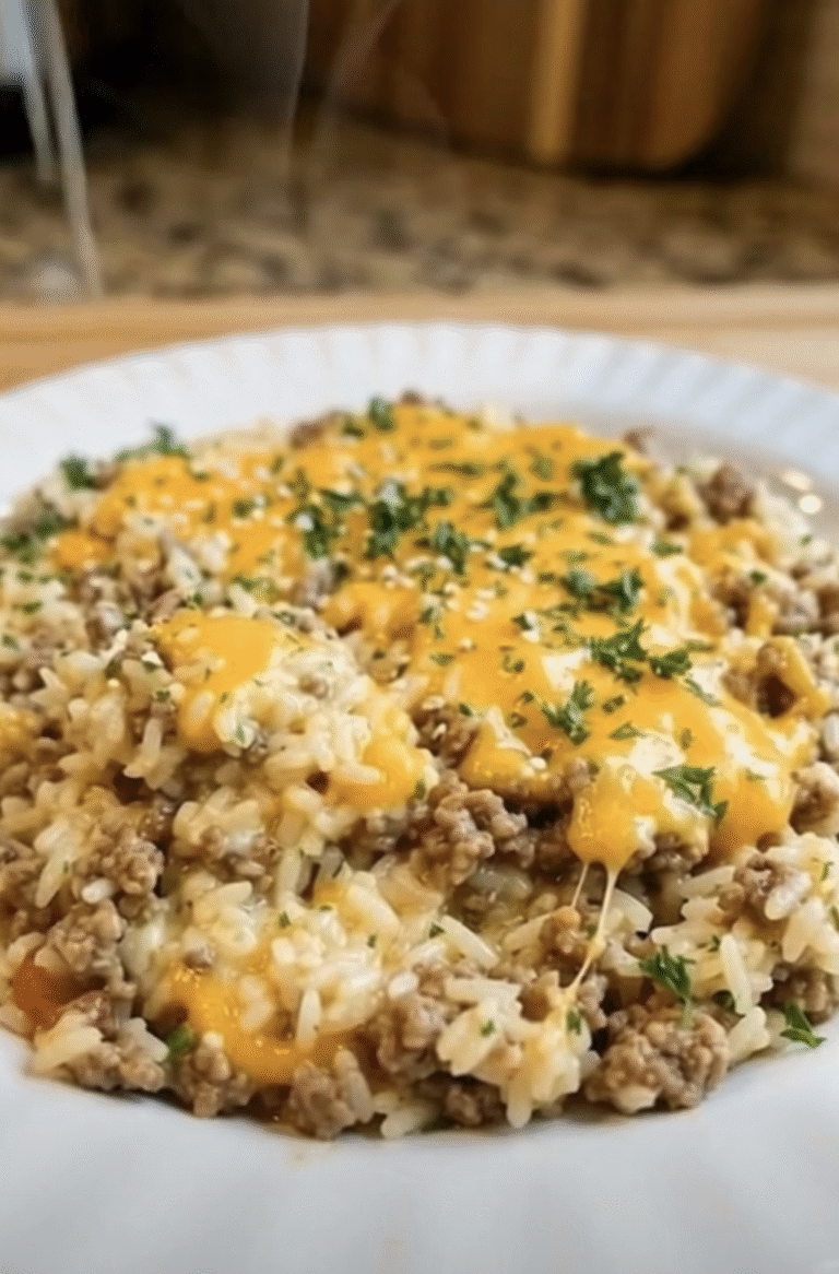 Cheesy Ground Beef & Rice Casserole for a Cozy Family Dinner