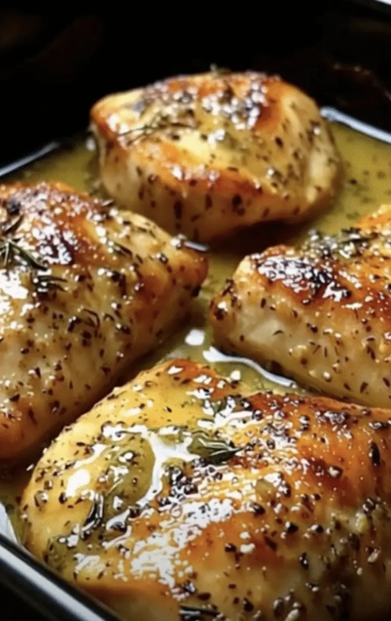 Slow Cooker Herb-Crusted Chicken with Lemon Butter Sauce – Tender, Bright & Elegant