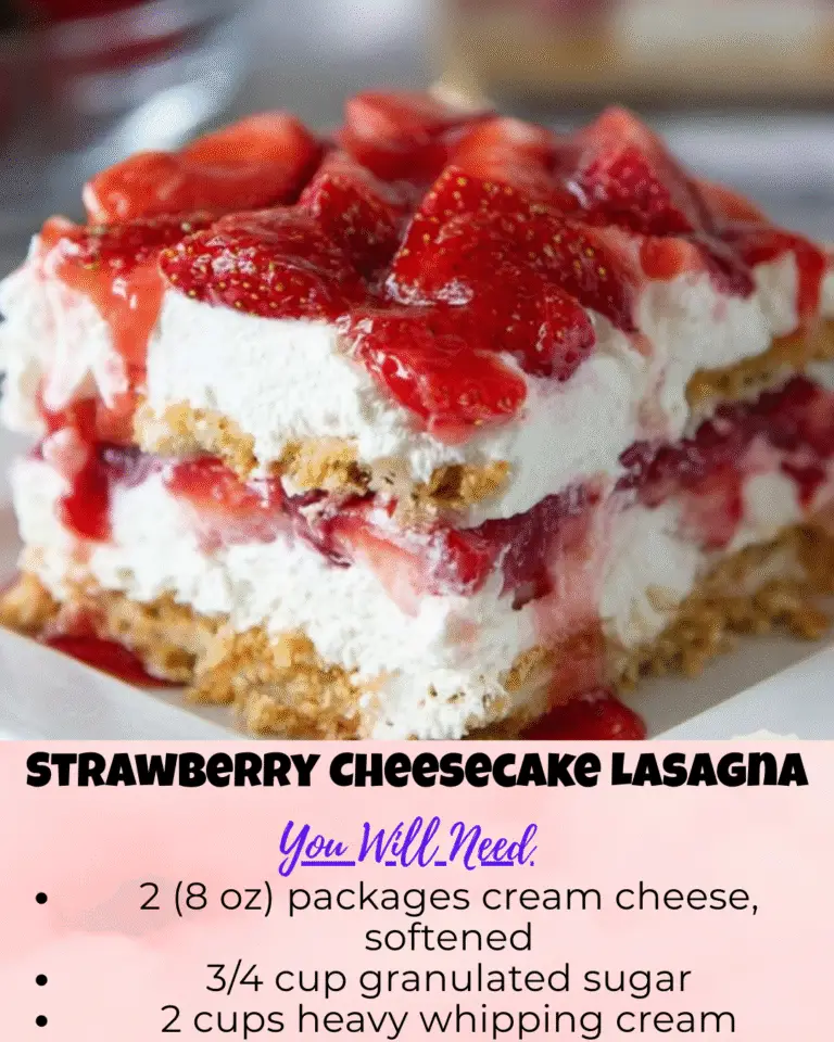 Strawberry Cheesecake Lasagna – No-Bake, Creamy, and Fruity