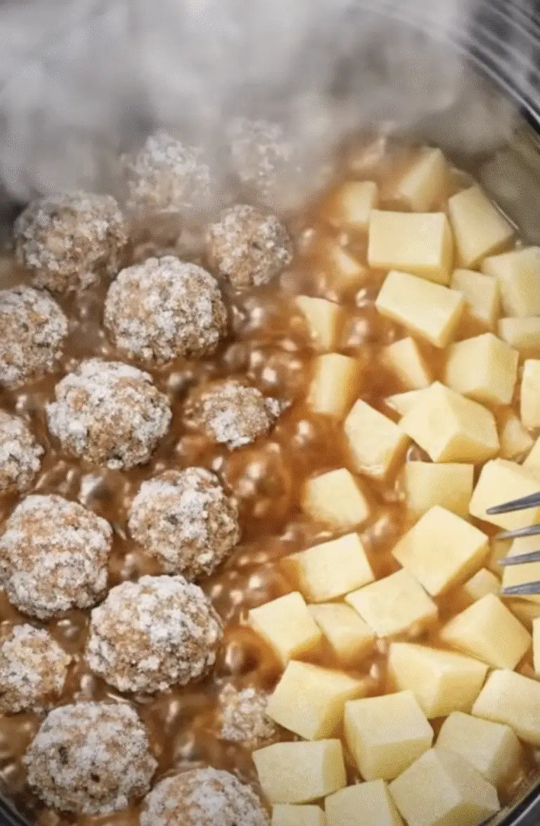 Slow Cooker Meatball and Potato Stew