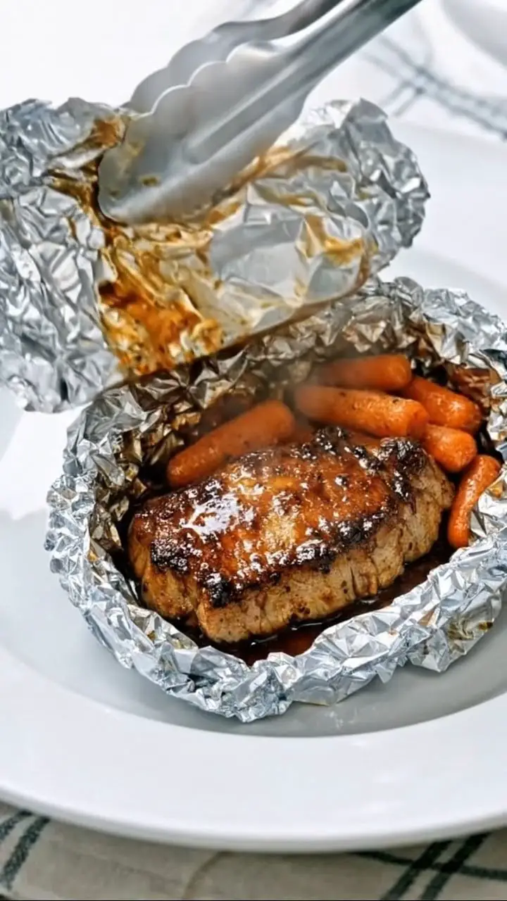 Slow Cooker 4-Ingredient Foil Packet Honey Pork Chops