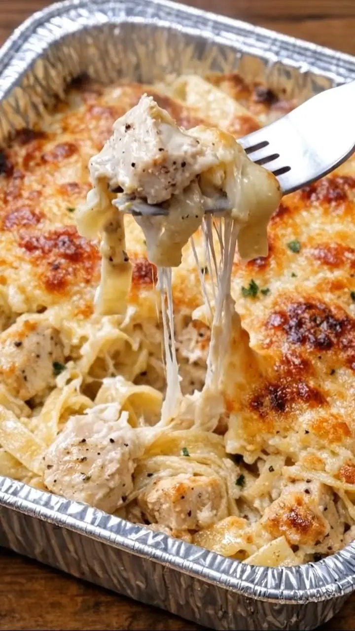 Oven-Baked 4-Ingredient Chicken Alfredo Bake