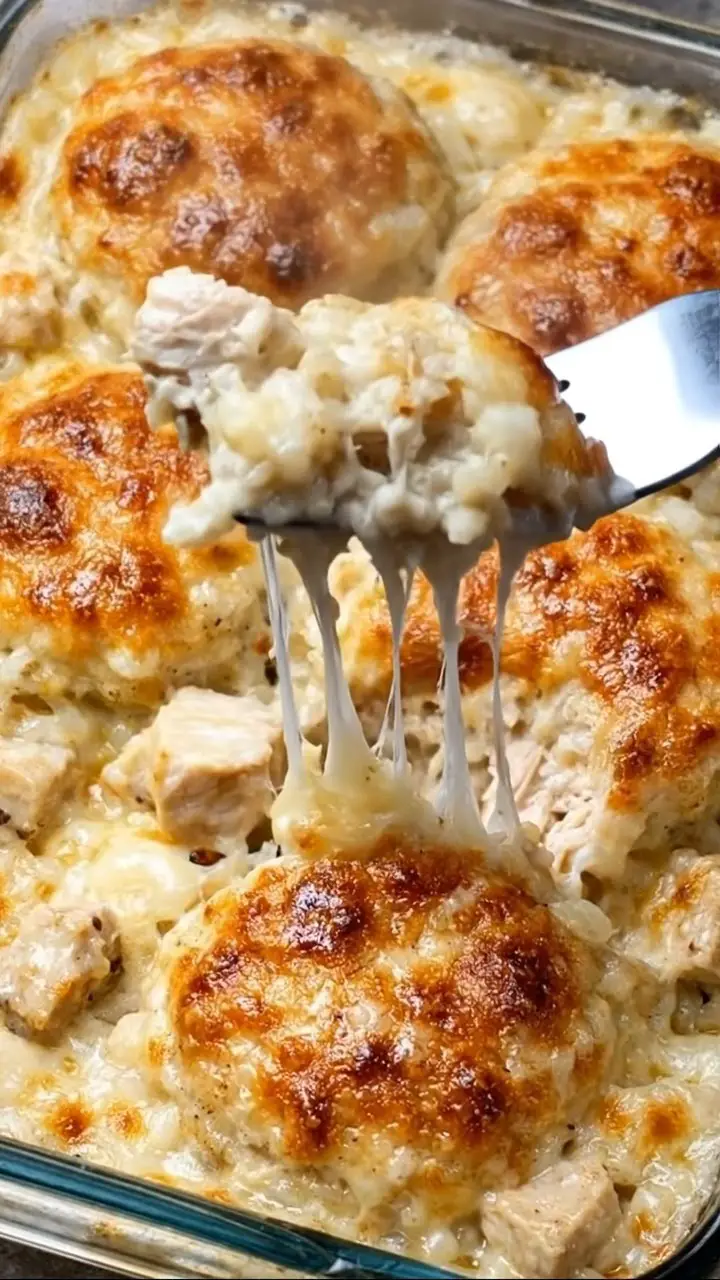 Chicken Alfredo Biscuit Casserole – Creamy Comforting Family Favorite