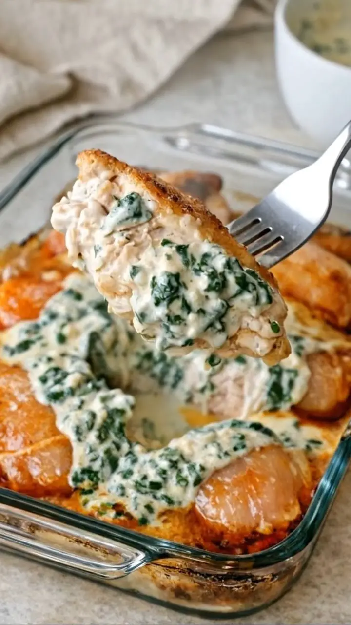 Creamy Spinach Parmesan Baked Chicken