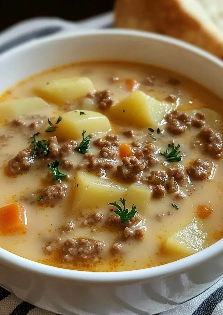 Crockpot Creamy Potato & Hamburger Soup That’s Rich, Hearty, and Comforting