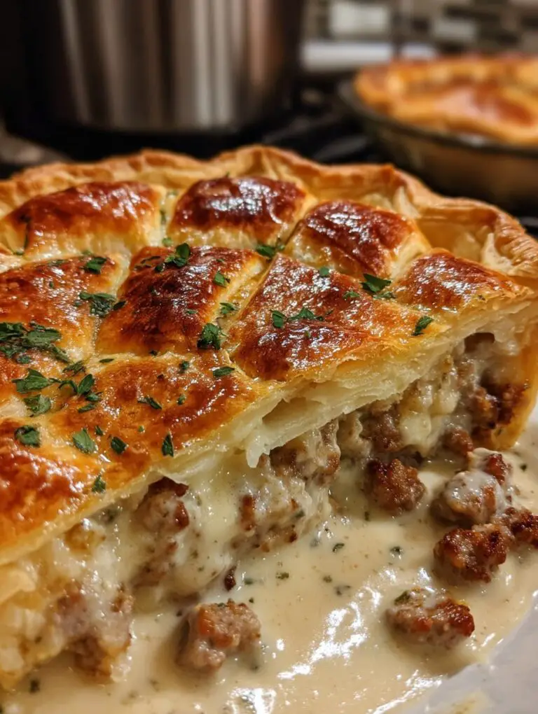 Sausage Beef Gravy Puff Pie That’s Flaky, Savory, and Comfortingly Rich