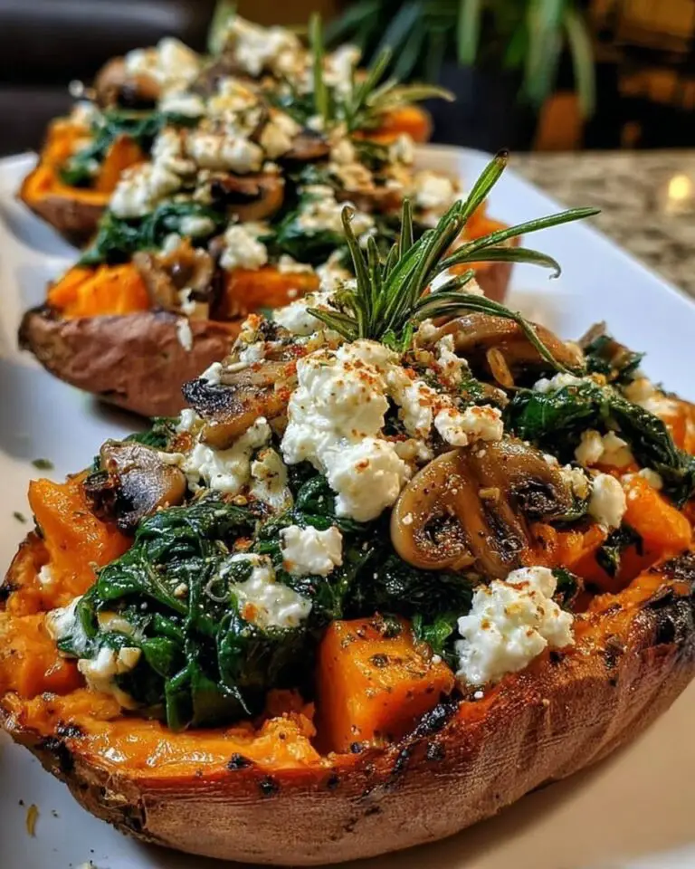 Stuffed Sweet Potatoes with Spinach, Mushroom, Feta & Rosemary: A Wholesome Mediterranean Delight