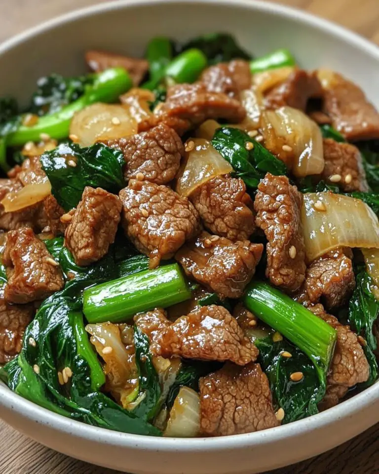 Savory Garlic Ginger Beef with Tender Bok Choy in a Quick Soy Glaze