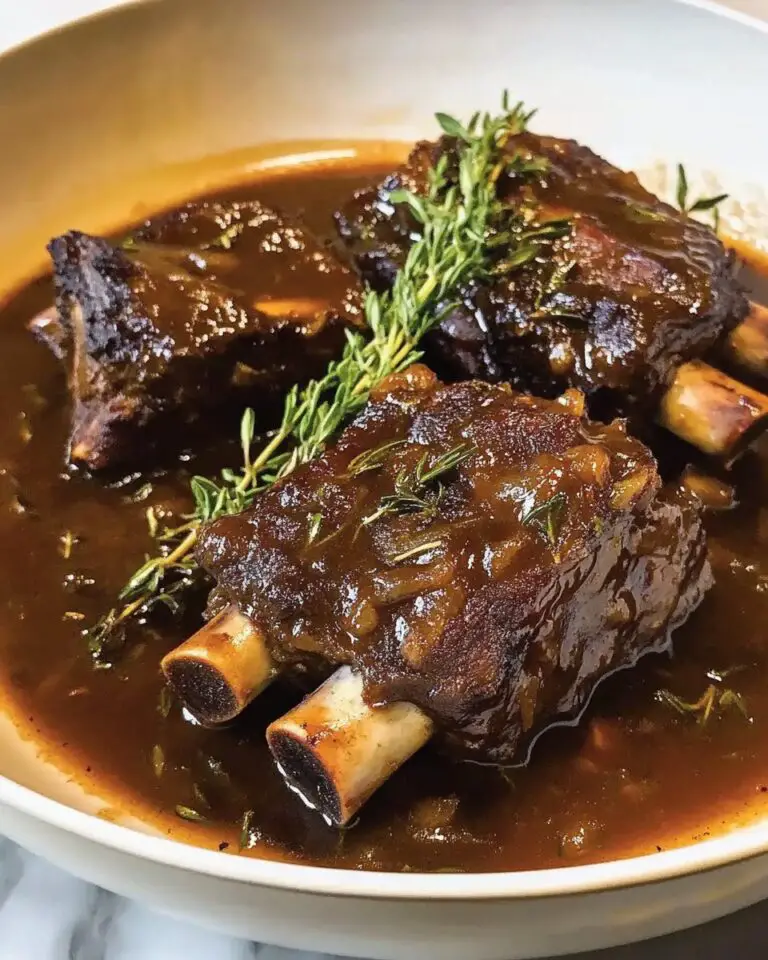 Rustic Red Wine–Braised Beef Short Ribs in Velvety Herb-Infused Gravy
