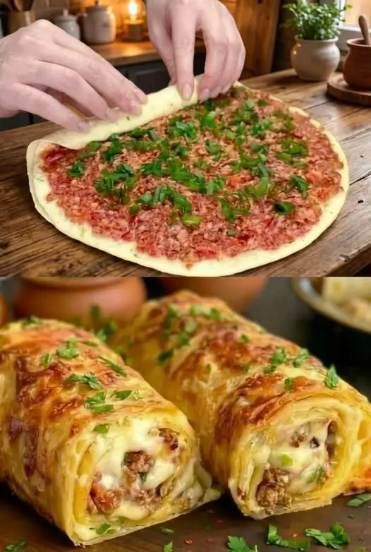 Crispy Stuffed Meat and Cheese Roll Recipe