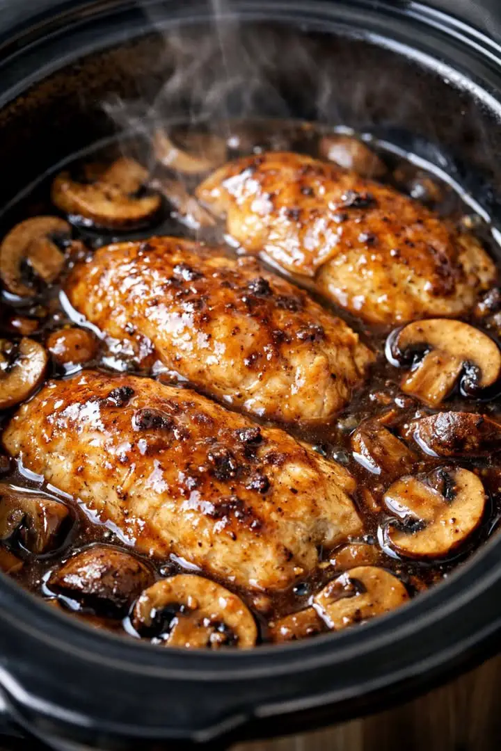 4-Ingredient Slow Cooker Chicken Marsala with Mushrooms