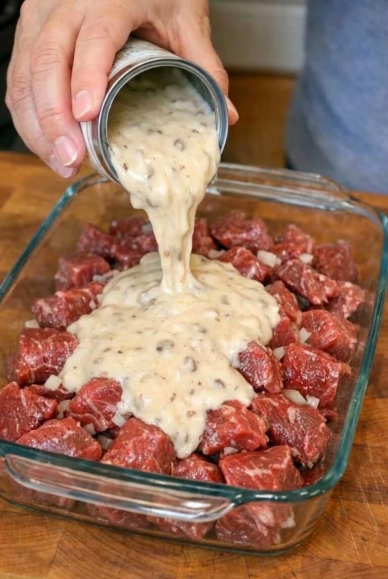 Easy Creamy Hamburger Mushroom Bake Recipe