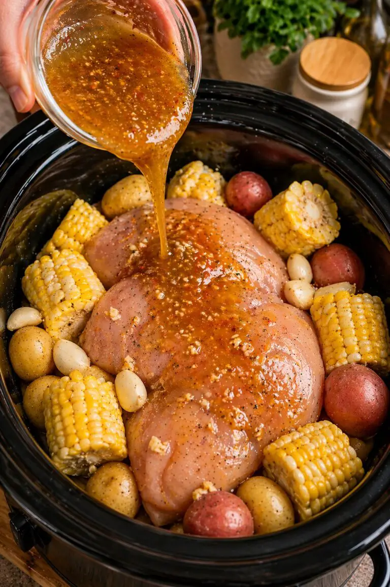 Crockpot Honey Garlic Chicken Corn and Potatoes