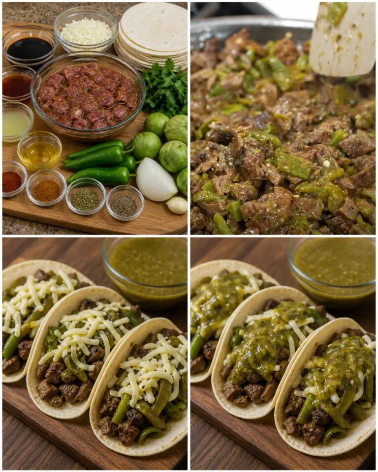 Cheesy Hatch Carne Asada Tacos
