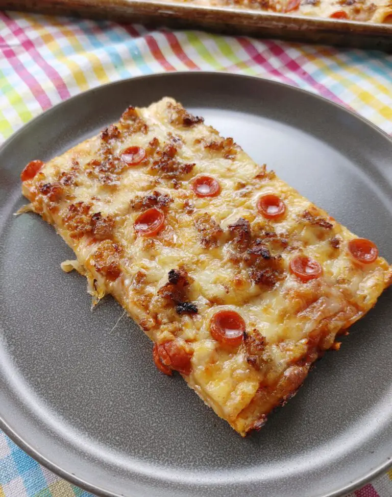 Sheet Pan Party Pizza Recipe with Crispy No-Yeast Crust