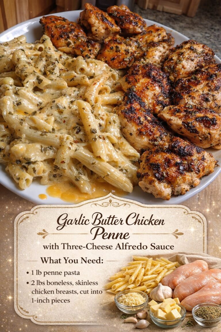 Garlic Butter Chicken Penne with Three Cheese Alfredo Sauce: A Creamy Family Favorite