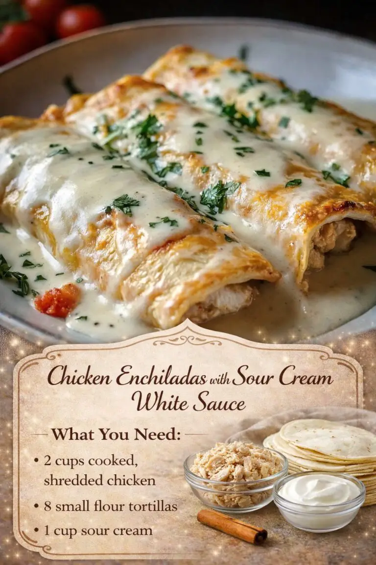 Delicious Chicken Enchiladas with Sour Cream White Sauce