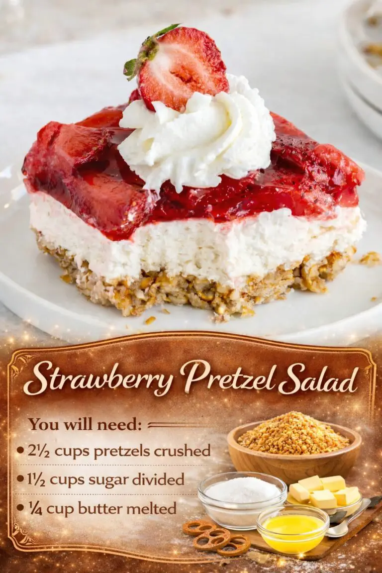 Strawberry Jello Pretzel Salad – The Perfect Sweet and Salty Dessert Everyone Loves