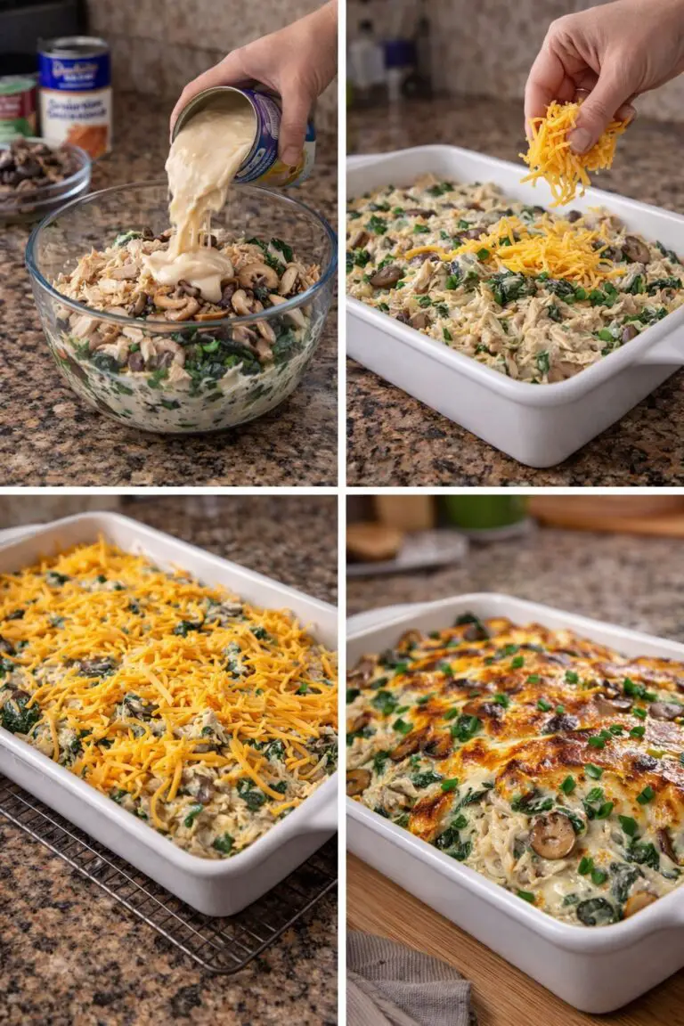 Cowboy Creamy Chicken Spinach and Mushroom Bake