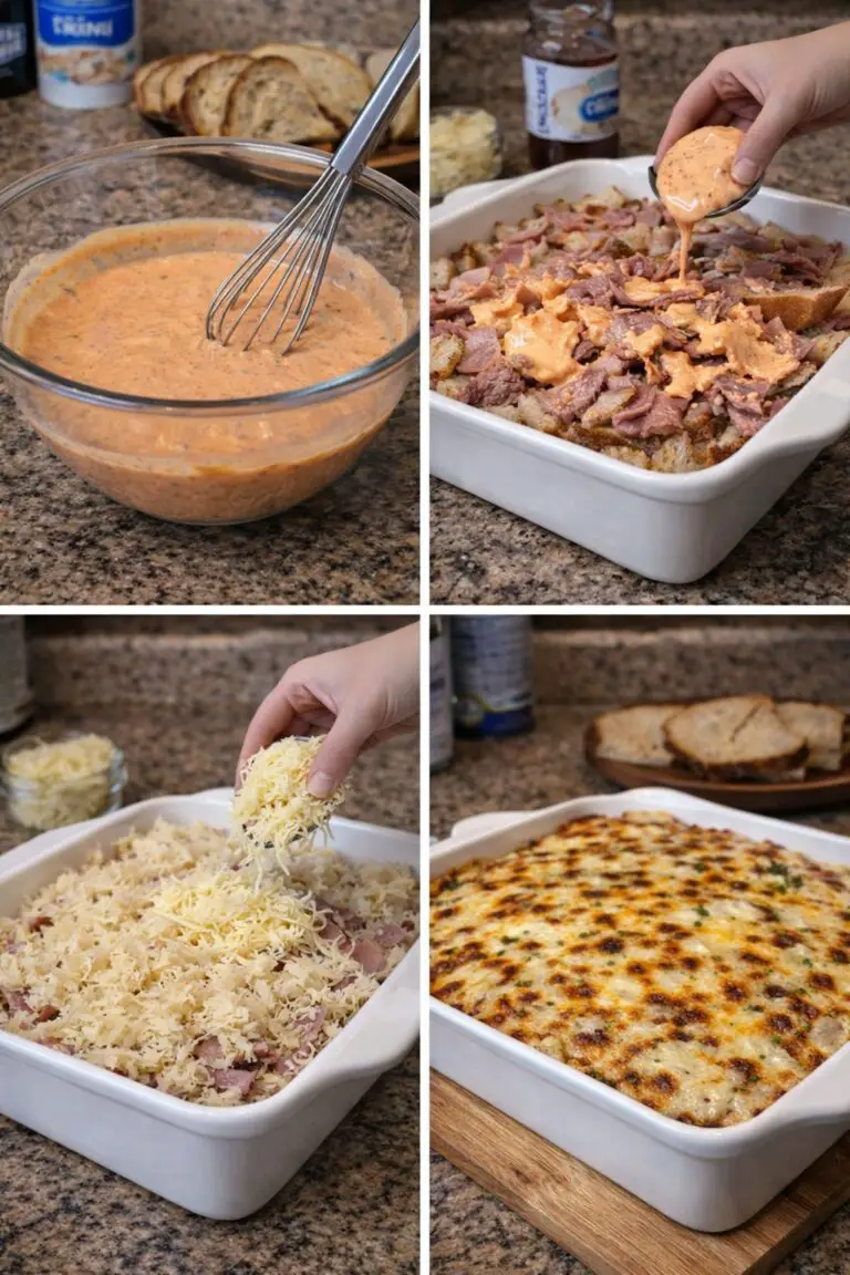 Layered Reuben Casserole Bake Cheesy Deli Style Dinner