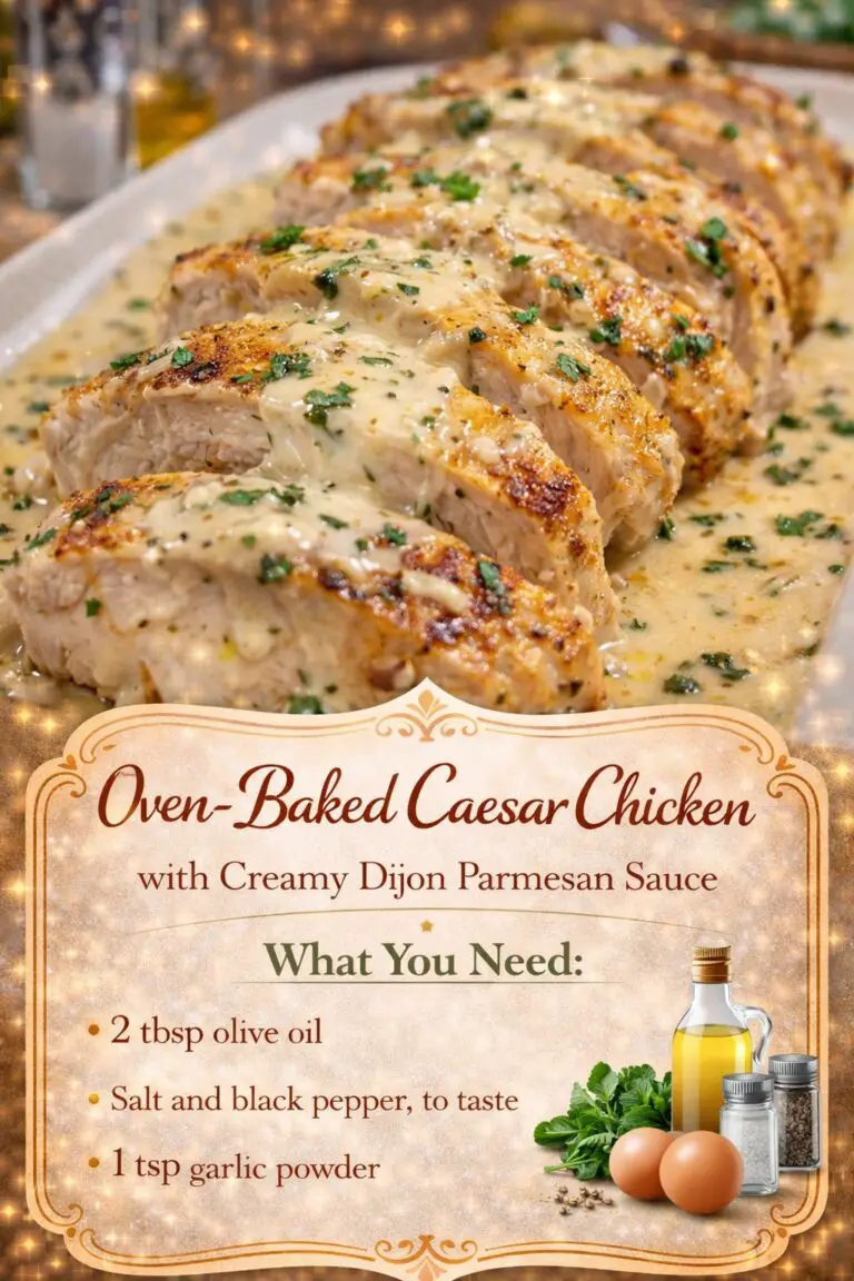 Oven-Baked Caesar Chicken with Creamy Dijon Parmesan Sauce