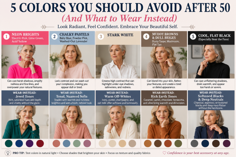 5 Colors You Should Avoid After Age 50 (And What to Wear Instead)