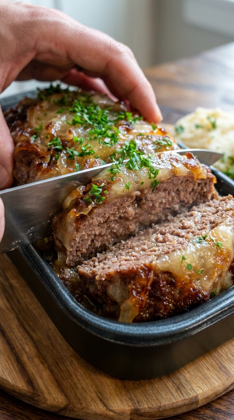 Cheesy Meatloaf with Caramelized Onions Recipe!!!