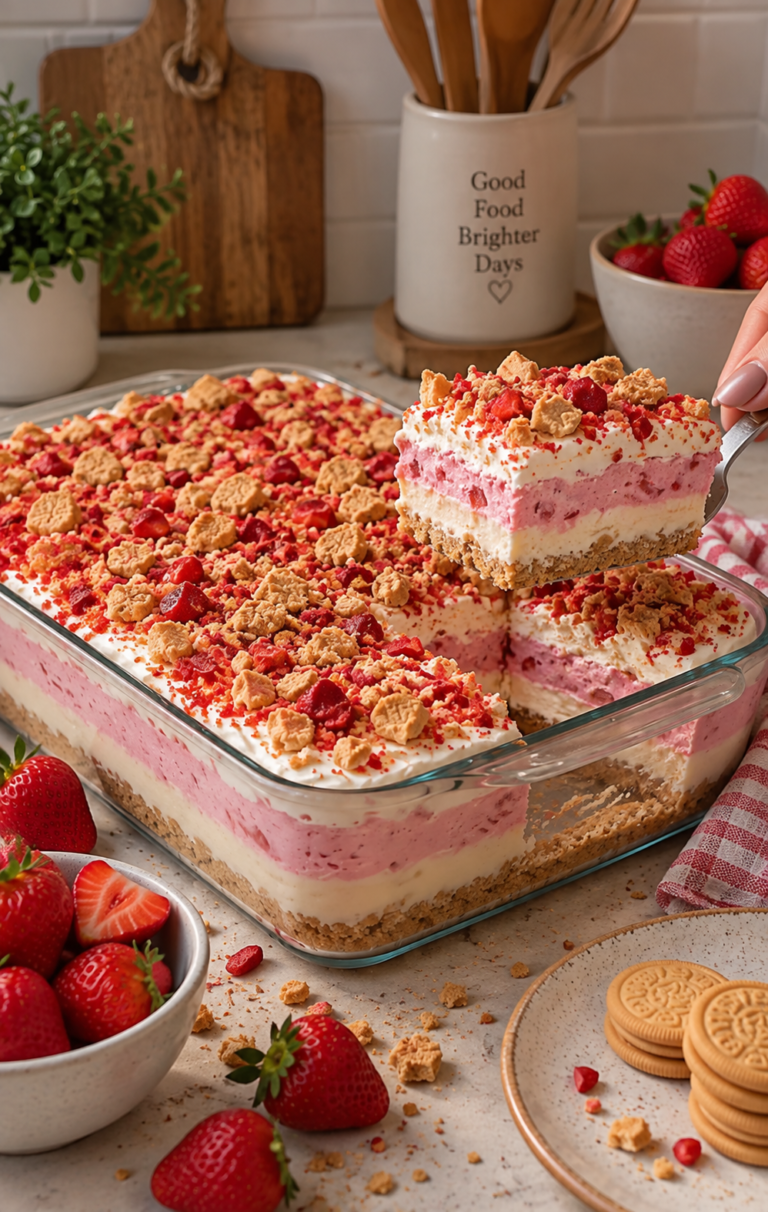 Strawberry Crunch Icebox Cake: Easy, Creamy Summer Dessert