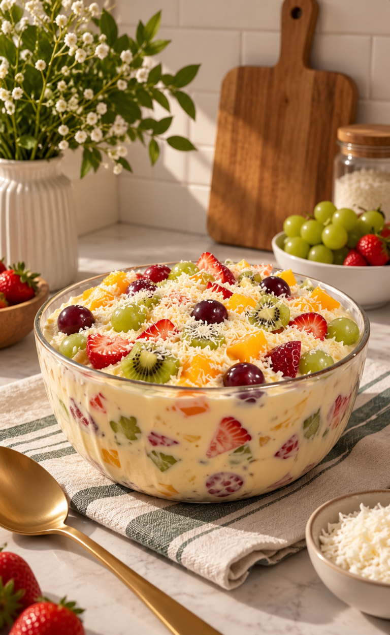 Tropical Dessert: Easy Fresh Fruit and Cream Treat