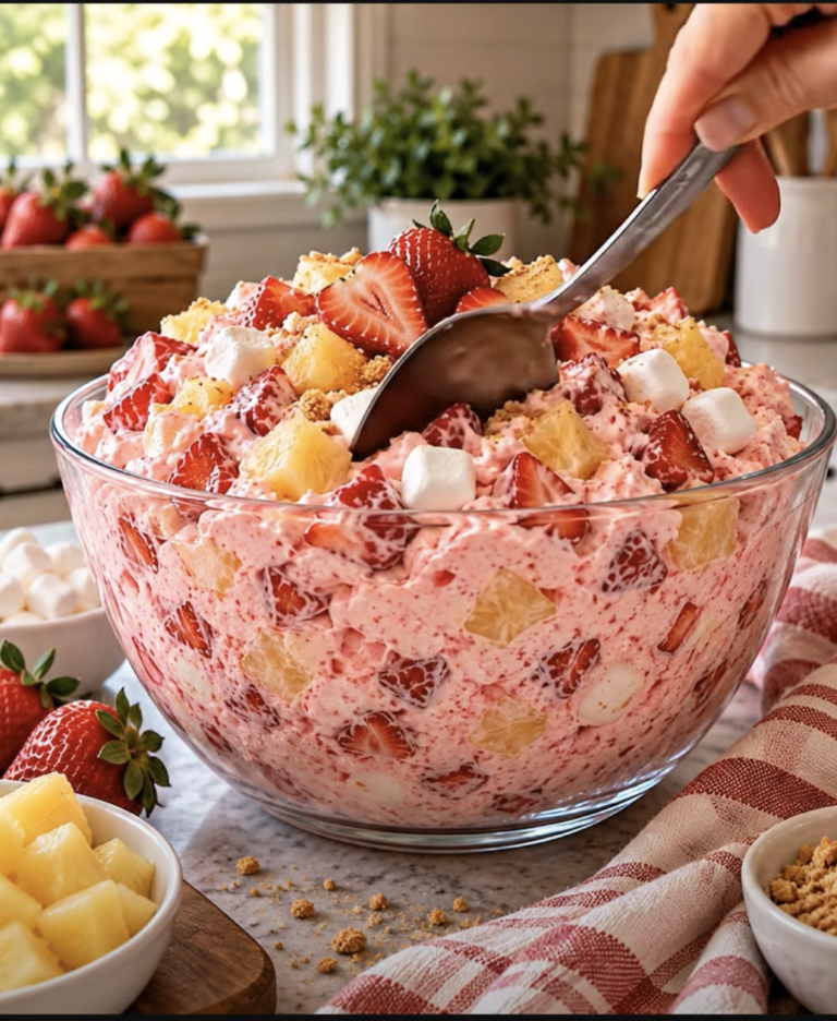 Strawberry Fluff Salad: Easy Creamy Strawberry Jello Dessert