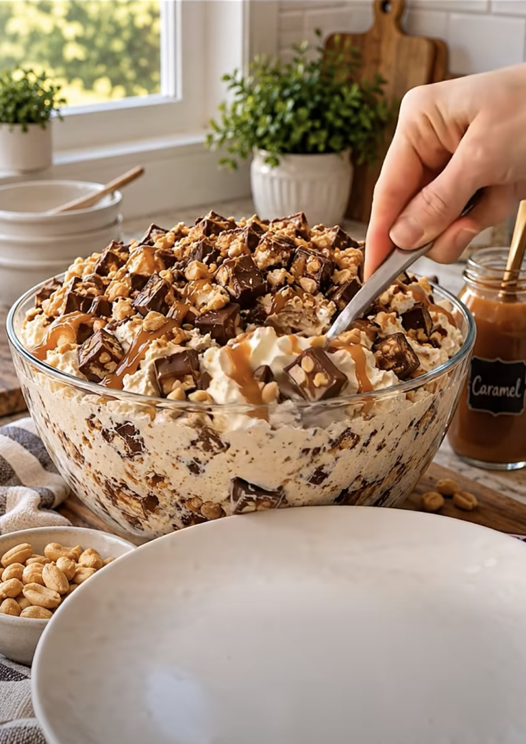 Rich and Creamy Snickers Caramel Fluff Dessert: Easy No-Bake Treat