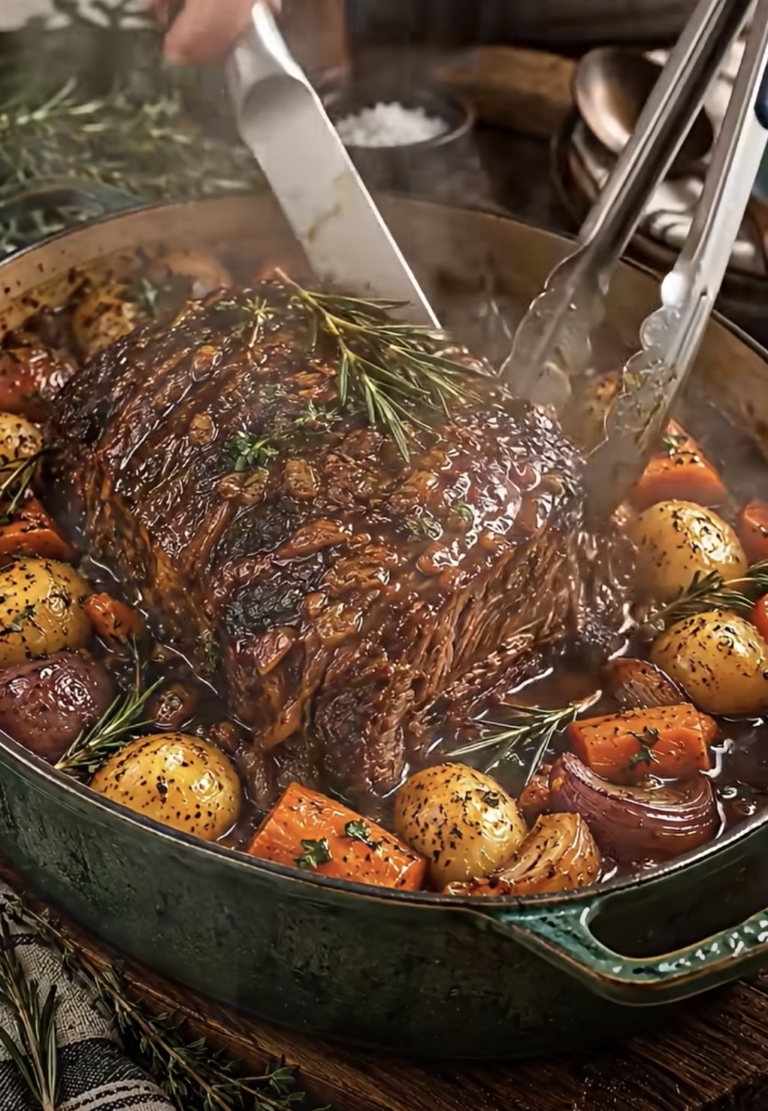 Classic Garlic Herb Pot Roast with Roasted Root Vegetables: Hearty Family Dinner