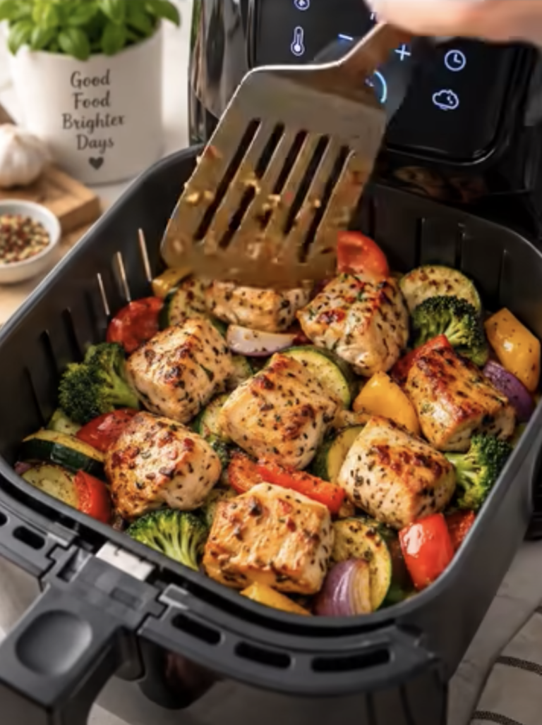 Air Fryer Garlic Herb Chicken & Veggie Bites: Easy Healthy Dinner