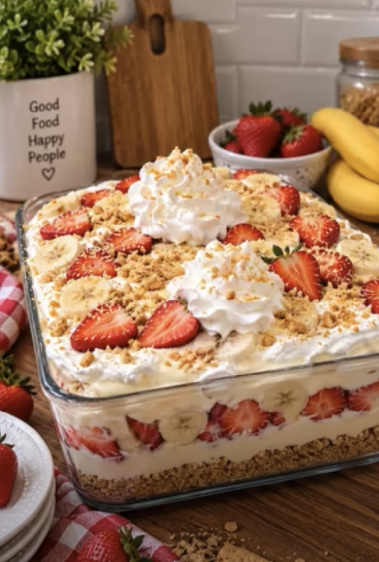 Grandmother’s Strawberry Banana Pudding Dream: Creamy No-Bake Dessert