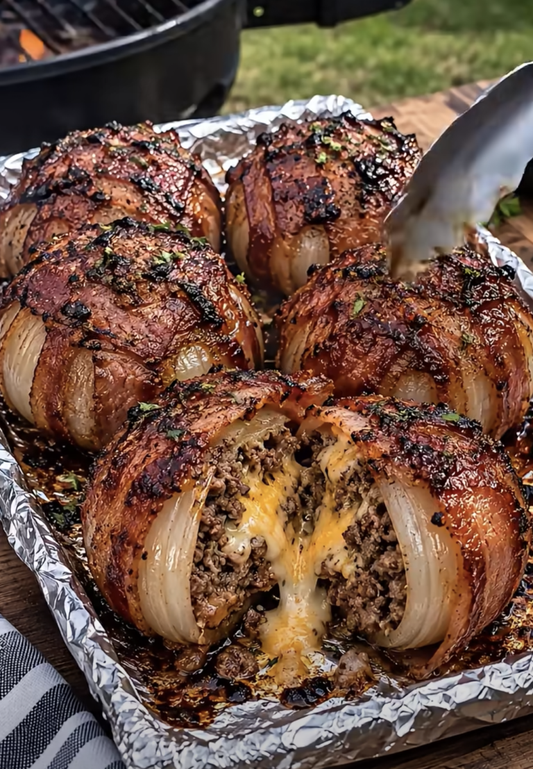 Bacon-Wrapped Stuffed Onions: Smoky Cheesy Beef Dinner