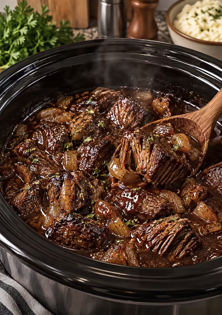 Slow Cooker Caramelized Beef Bites: Sticky Tender Beef Dinner