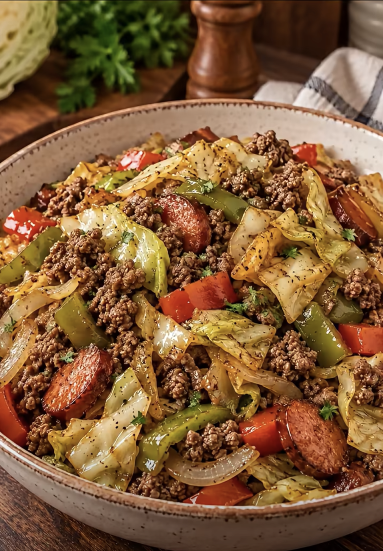 Dirty Cabbage with Smoked Turkey Sausages: Easy Southern Skillet Dinner