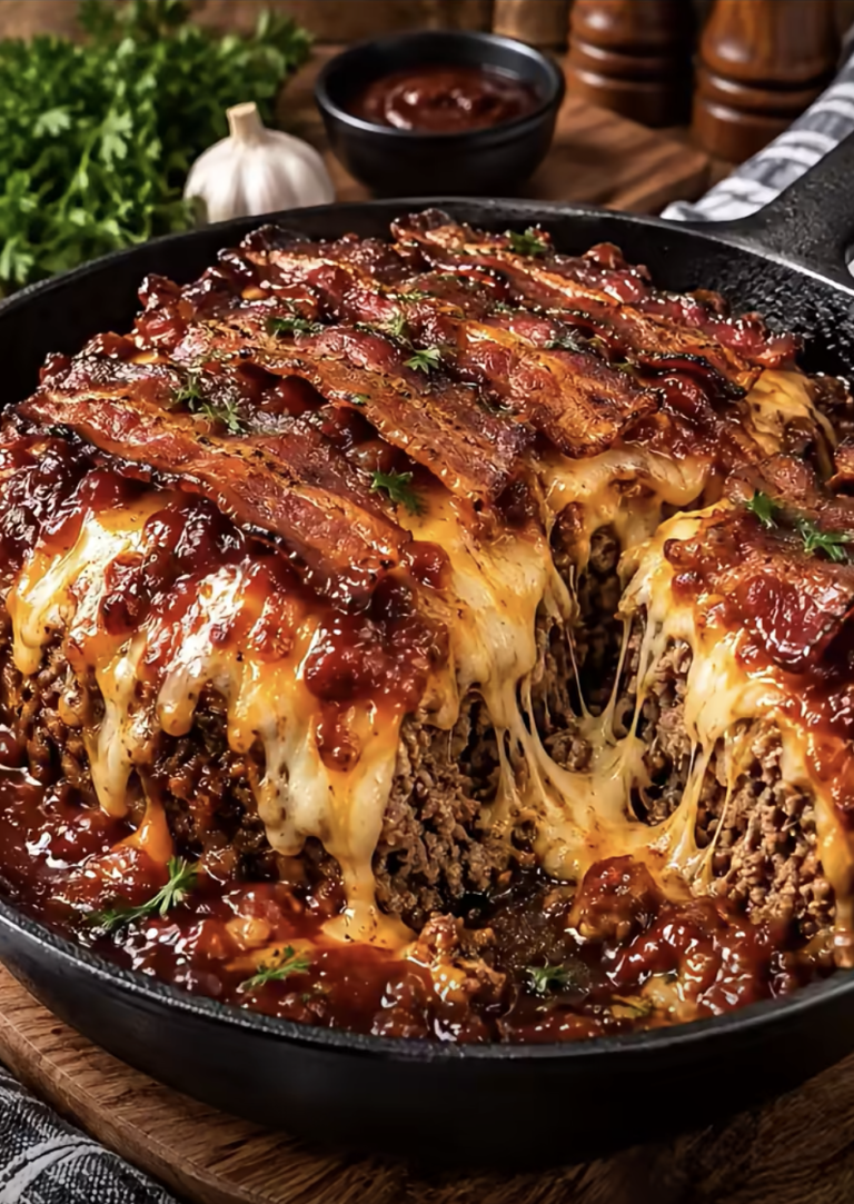 Firecracker Smoked Bacon Triple-Cheese Meatloaf Skillet: Bold Cheesy Dinner