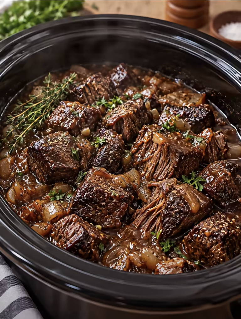 Slow Cooker Caramelized Beef Bites: Tender Savory Beef Dinner