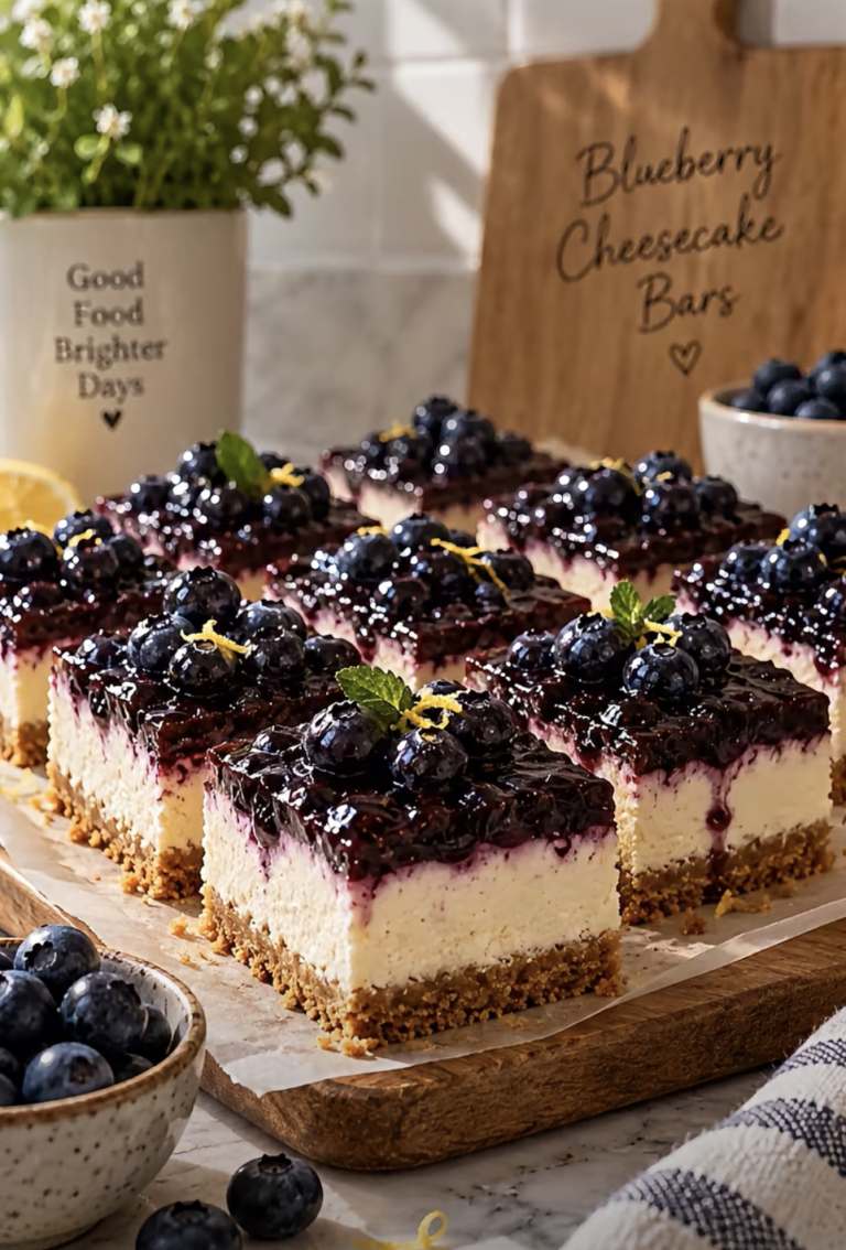 No-Bake Blueberry Cheesecake Bars: Easy Creamy Layered Dessert