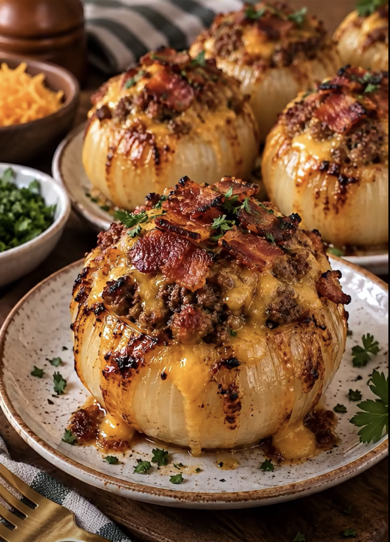 Bacon Cheeseburger Stuffed Onions: Juicy Beef, Bacon, and Cheese