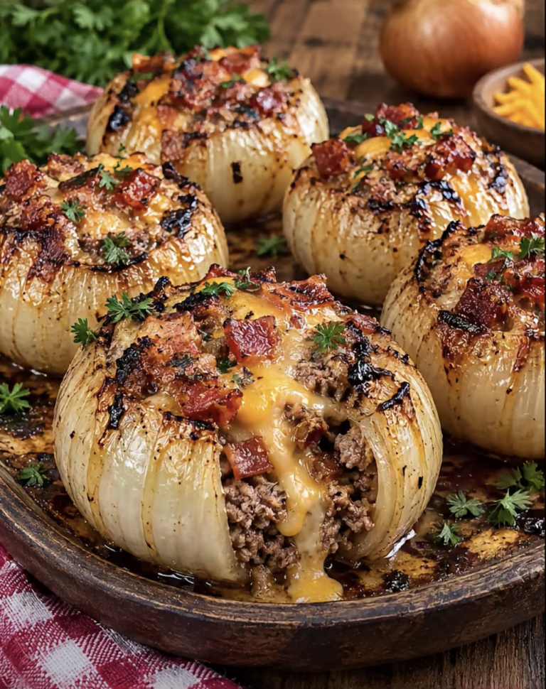 Bacon Cheeseburger Stuffed Onions: Cheesy Beef and Bacon Dinner